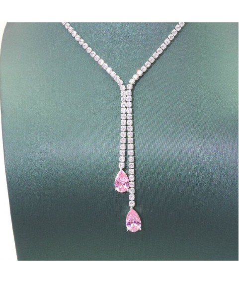 Natural pink jewel water drop necklace set