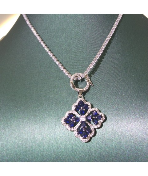 Natural sapphire clover necklace