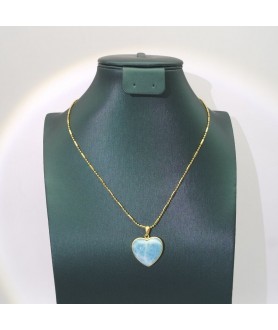 Natural larimar heart pendant  necklace