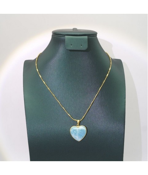 Natural larimar heart pendant  necklace