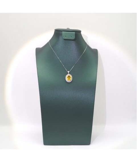 Natural citrine with jewel princess pendant necklace 