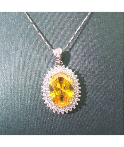 Natural citrine with jewel princess pendant necklace 