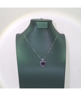 Natural Amethyst with jewel heart pendant necklace