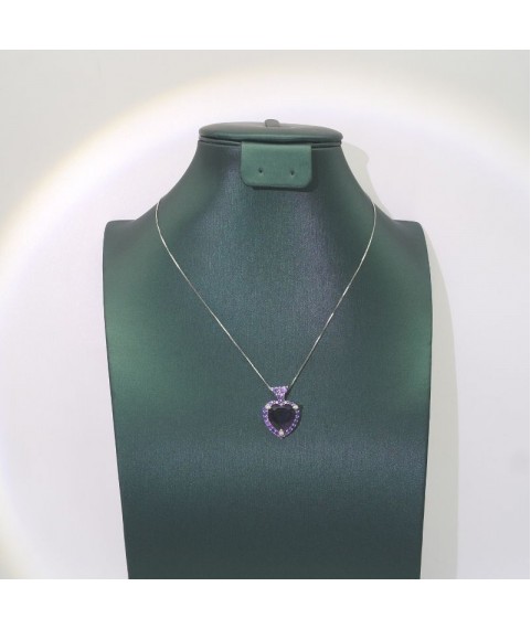 Natural Amethyst with jewel heart pendant necklace