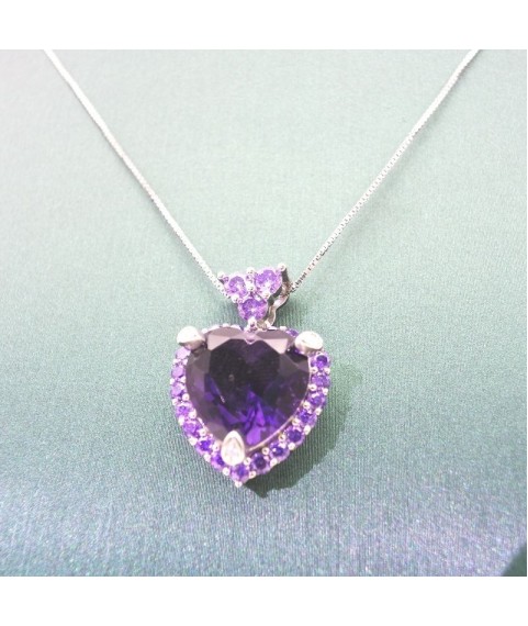 Natural Amethyst with jewel heart pendant necklace