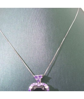 Natural Amethyst with jewel heart pendant necklace