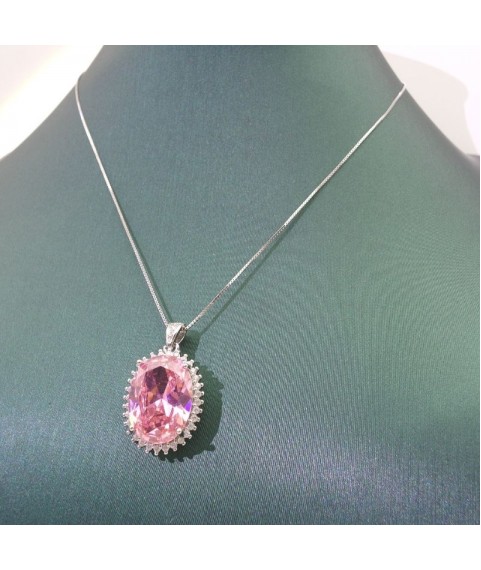 Natural pink with jewel pendant necklace