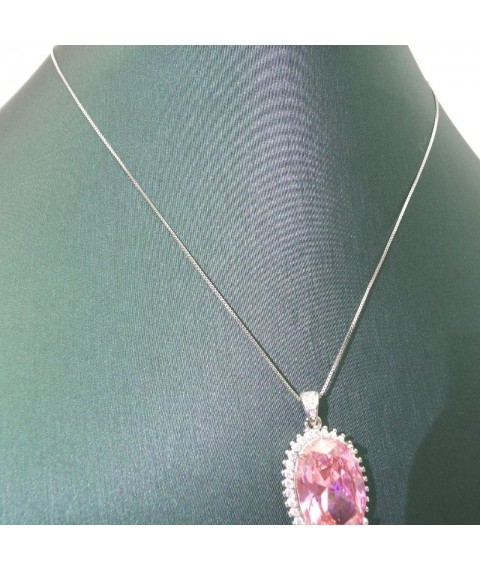 Natural pink with jewel pendant necklace