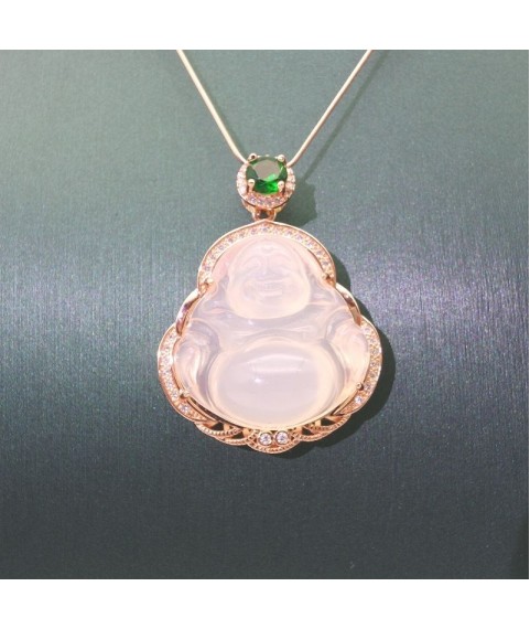 Natural Chalcedony with Buddha pendant necklace