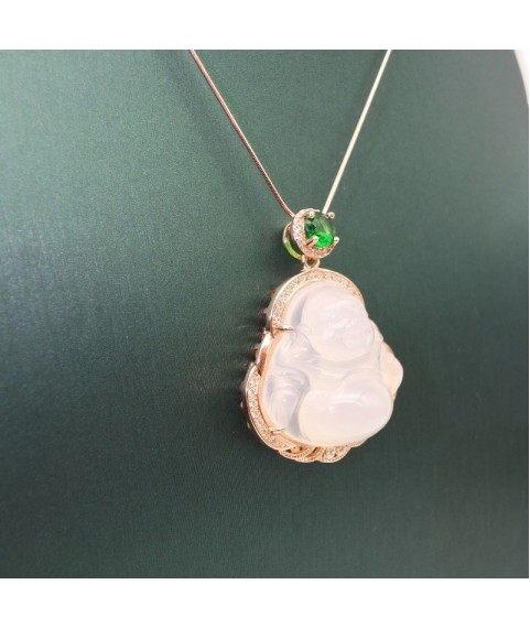 Natural Chalcedony with Buddha pendant necklace