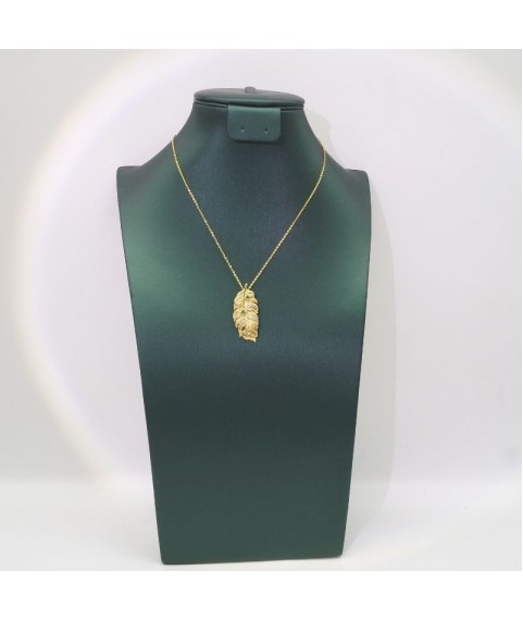 Natural Emeral  with gold leaves pendant necklace