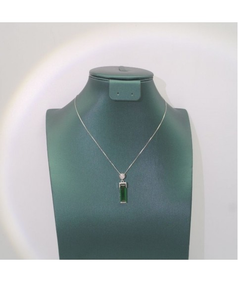 Natural  Emeral with simple strip pendant necklace