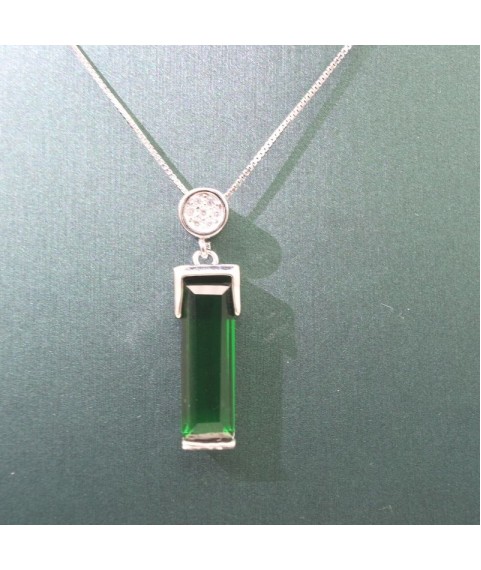 Natural  Emeral with simple strip pendant necklace