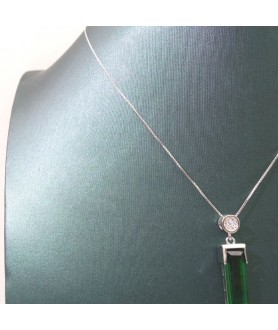 Natural  Emeral with simple strip pendant necklace