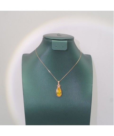 Natural Lemon Citrine with water drop pendant necklace