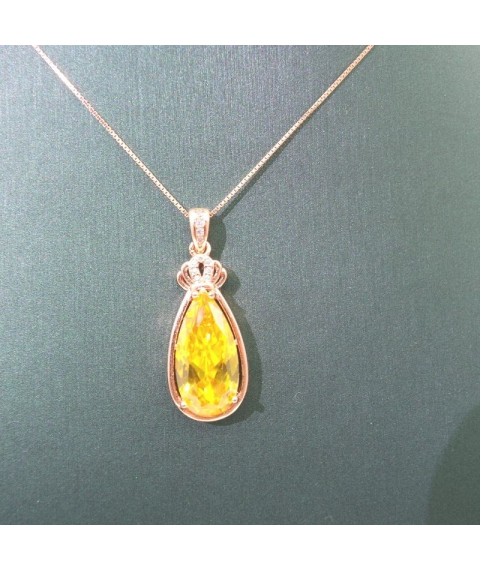 Natural Lemon Citrine with water drop pendant necklace