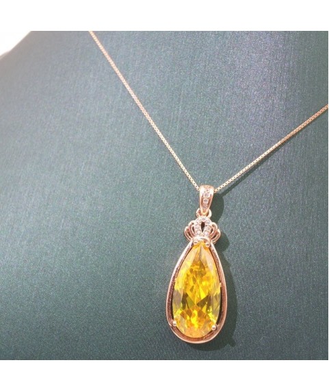 Natural Lemon Citrine with water drop pendant necklace