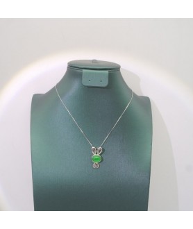 Natural  green chalcecdony rabbit pendant necklace