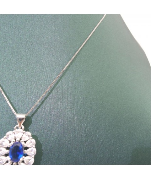 Natural sapphire with princess pendant necklace