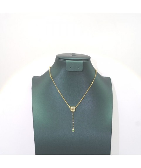 Natural Emeral with fret column long pendant necklace