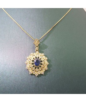 Natural sapphire with princess pendant necklace