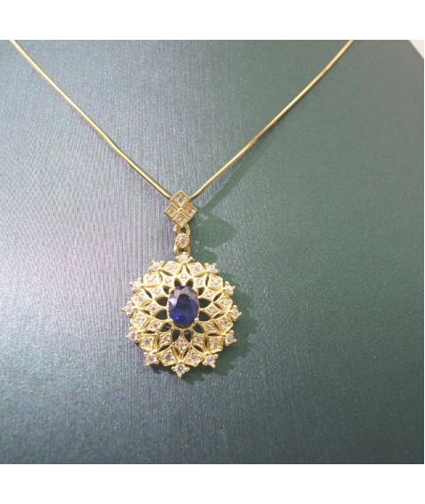 Natural sapphire with princess pendant necklace