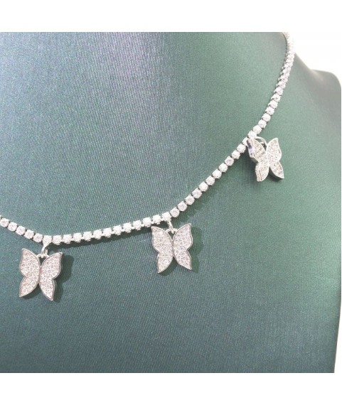 Natural Moissanite with butterfly pendant necklace