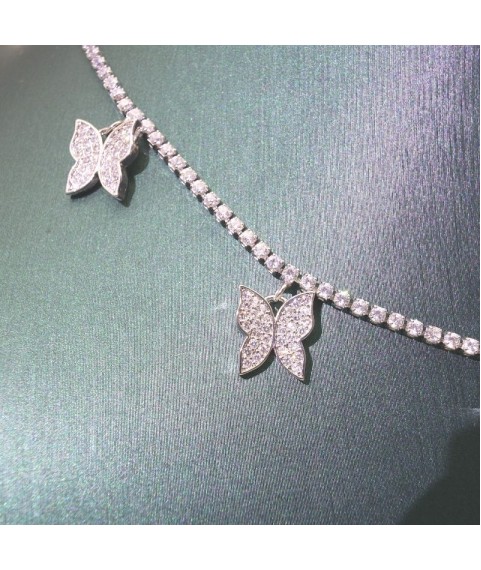 Natural Moissanite with butterfly pendant necklace