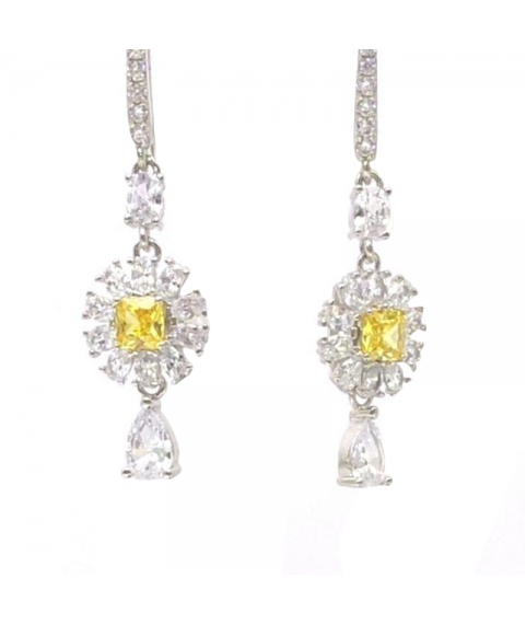 Natural Emeral/Citrine with long flowers earring