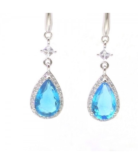 Natural blue topa with long earring