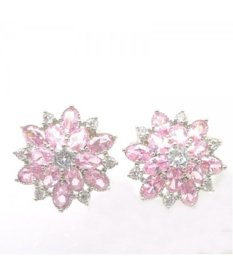 Natural Emeral with stereoscopic flowers jwel ear stud