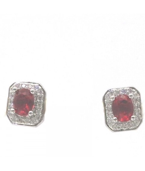 Natural ruby with square jewel ear stud