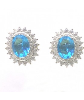 Natural blue topaz with princess jewel ear stud