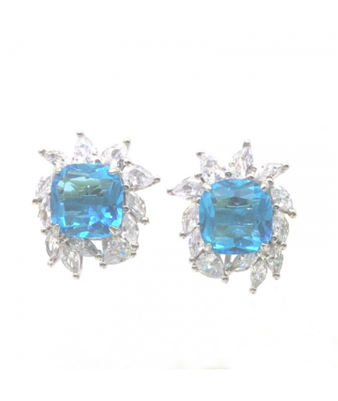 Natural blue topaz with sunflower jewel ear stud