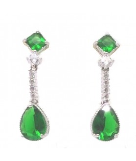 Natural Emeral with long water drop jewel earring