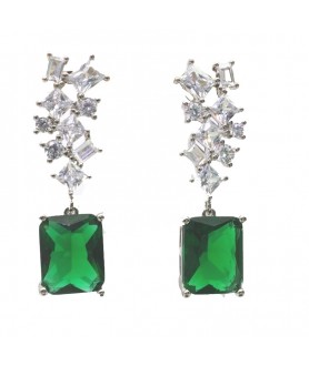 Natural Emeral with long square jewel earring