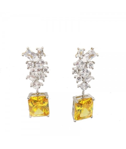 Natural Emeral with long square jewel earring