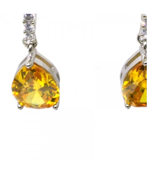 Natural citrine inlaid simple heart-shaped gem Earrings