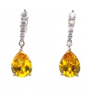 Natural citrine inlaid simple heart-shaped gem Earrings