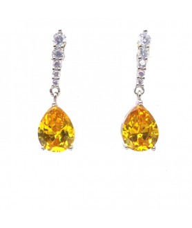 Natural citrine inlaid simple heart-shaped gem Earrings