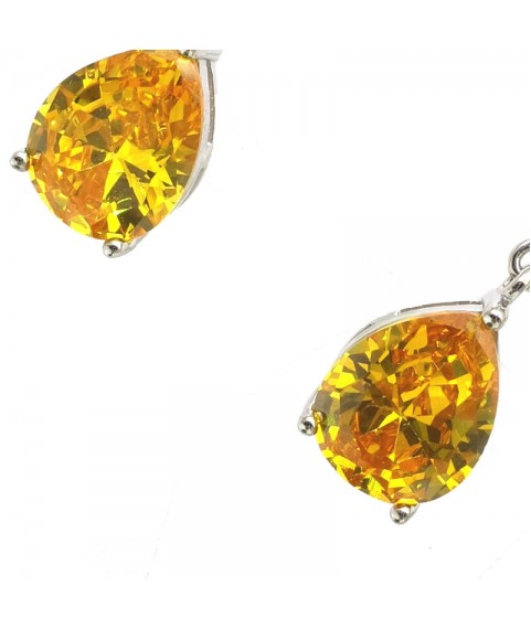 Natural citrine inlaid simple heart-shaped gem Earrings