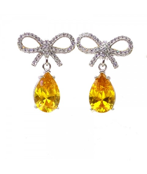 Natural citrine inlaid bow jewel Earrings