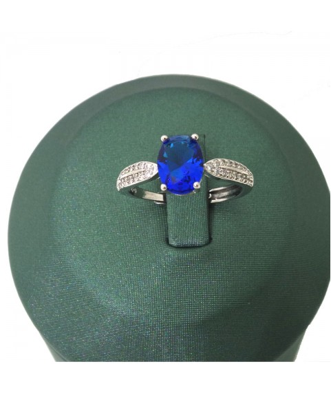 Natural sapphire inlaid square ring