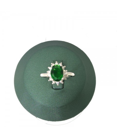 Natural emerald inlaid Princess gem ring