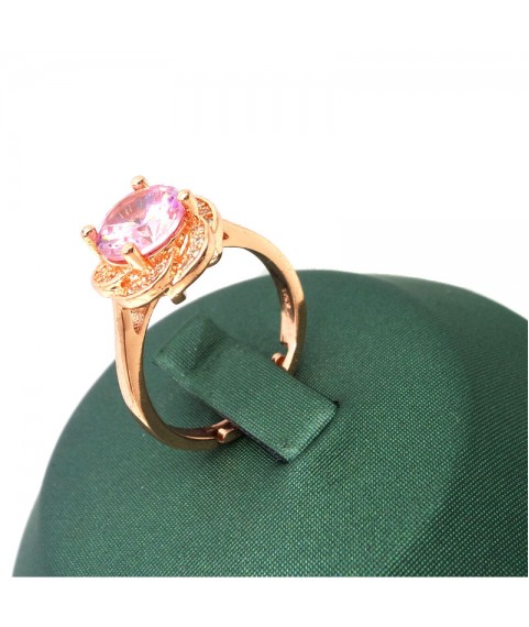 Natural Pink Gem inlaid rose gold ring