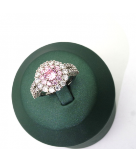 Natural Pink Gem inlaid diamond ring