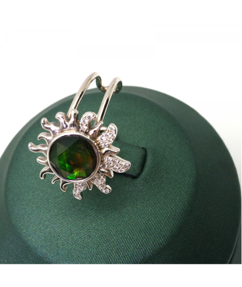 Natural mottled stone inlaid sunflower gem ring