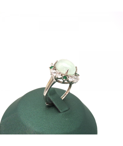 Adjustable four leaf oval green diamond ring