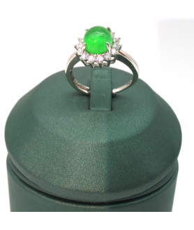 Adjustable natural emerald round floret ring