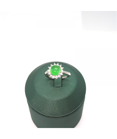 Adjustable natural emerald round floret ring